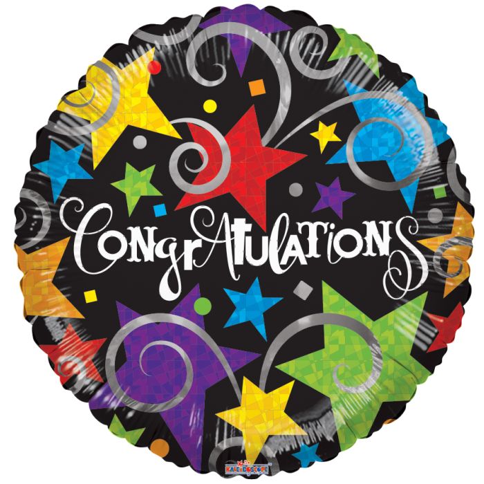 18" Congrats Brite Stars & Swirls