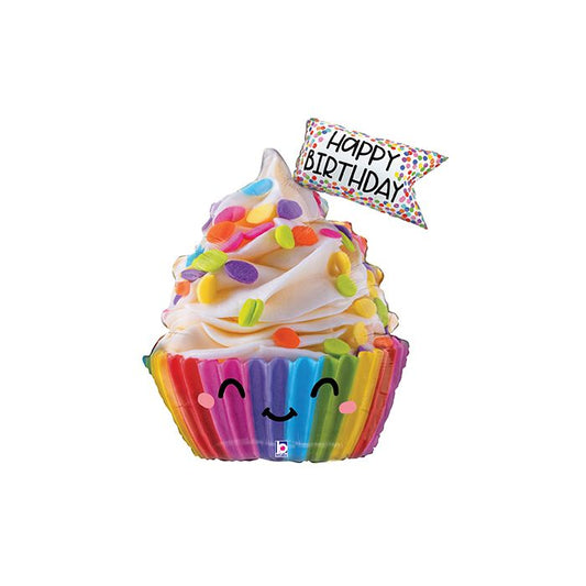 31" Cute Birthday Cupcake Foil Balloon