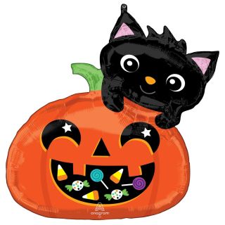 25" Cat & Candy Pumpkin