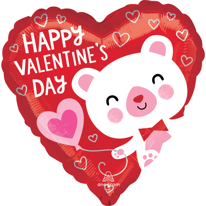 18'' Happy Valentine's Day White Bear