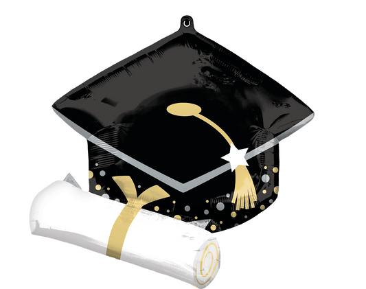 25" Grad Cap & Diploma White