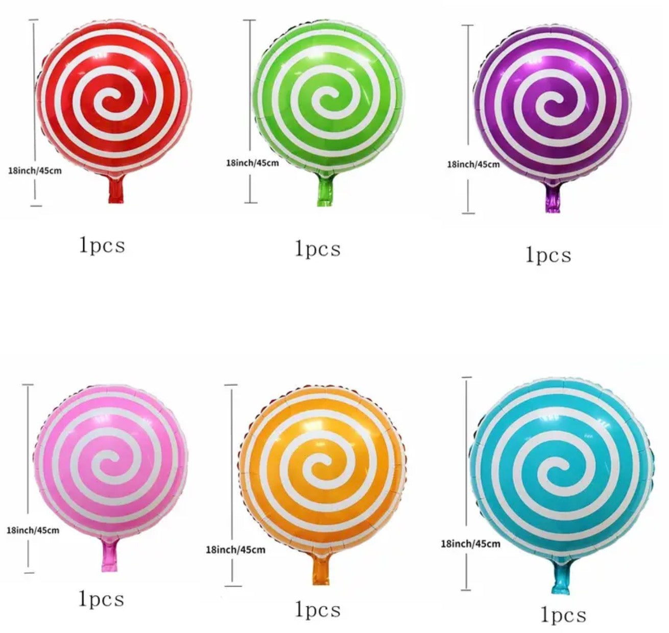 18" Lollipop Spiral Foil Balloon (Choose your Color)