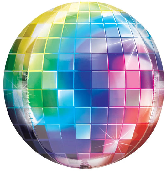 Rainbow Disco Ball Orbz Foil Balloon 16 in.