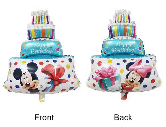 34" Mickey and Minnie Happy Birthday Cake - Blue Colors