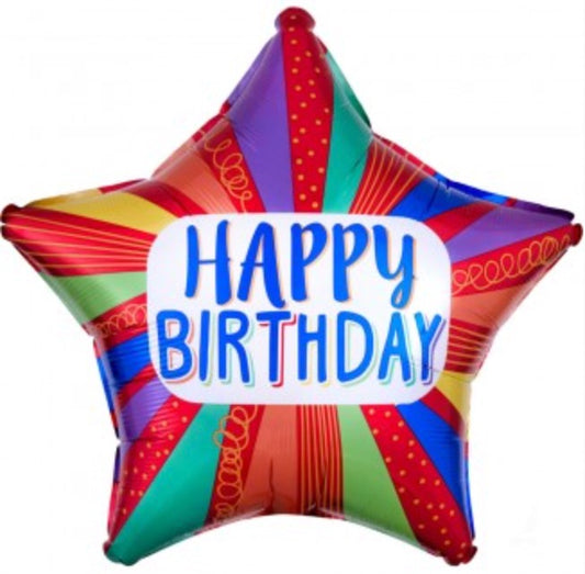 18" Happy Birthday Color Star Foil