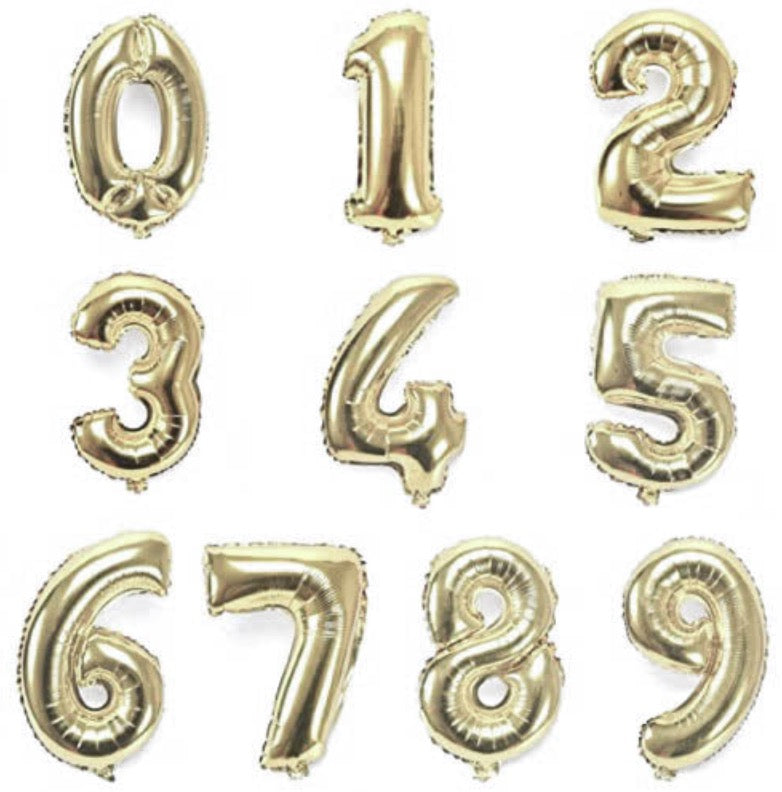 Champagne White Gold Foil Number Balloons (0 to 9) - 34 in.