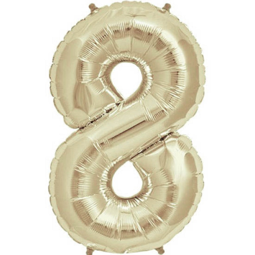 Champagne White Gold Foil Number Balloons (0 to 9) - 34 in.