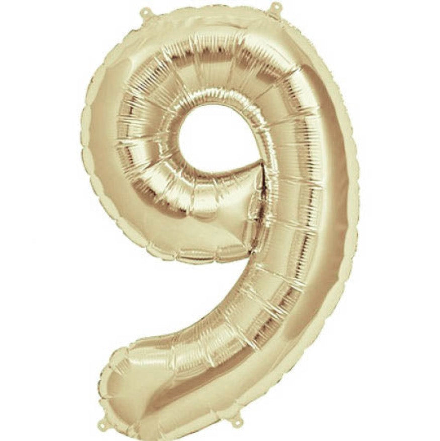 Champagne White Gold Foil Number Balloons (0 to 9) - 34 in.