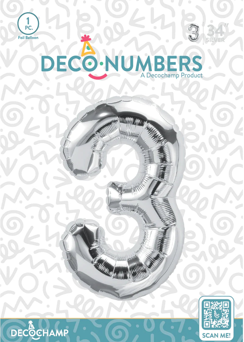 Silver  - Foil Numbers (0 to 9)