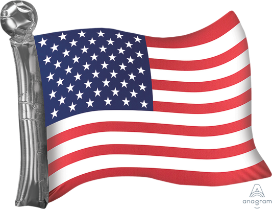 Satin American Flag by Anagram Foil Balloon 27 in.