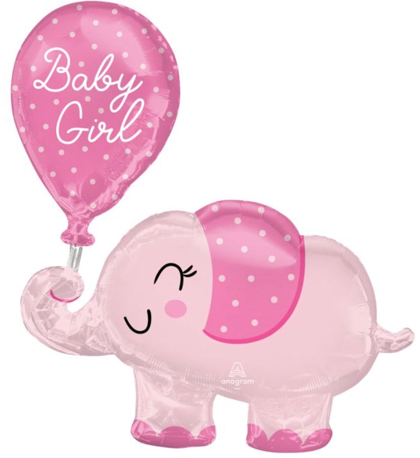 31" Baby Girl Elephant & Balloon