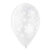 Snowflakes Printed Balloon Clear-White #141 12 in.